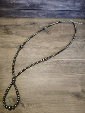 23" Graduated Sterling Silver Pearl Hoop Necklace