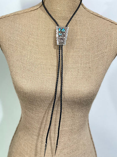 Authentic Sterling and Turquoise Bolo Tie