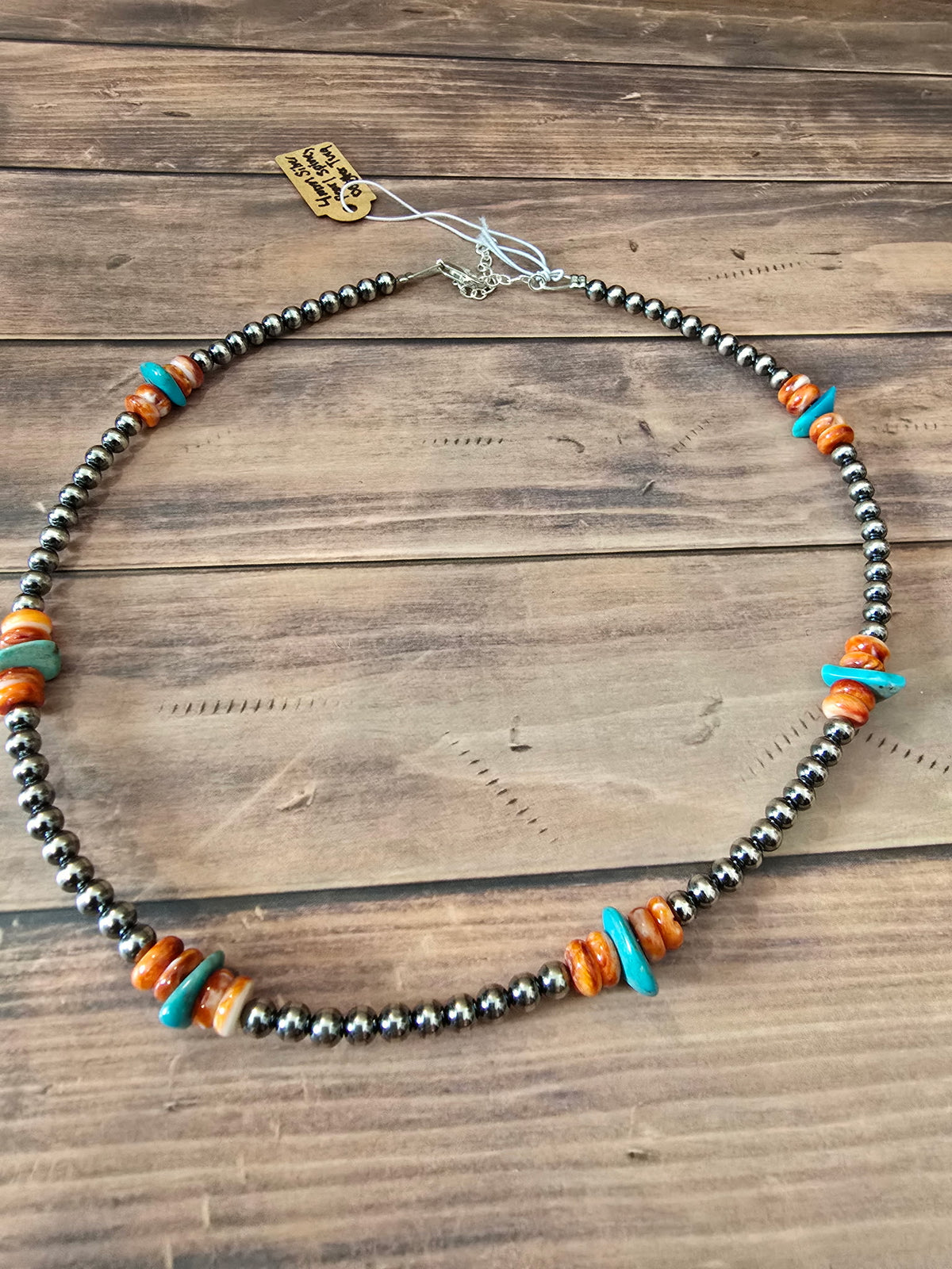 4 MM Silver Pearl, Spiny Oyster, & Turq Choker