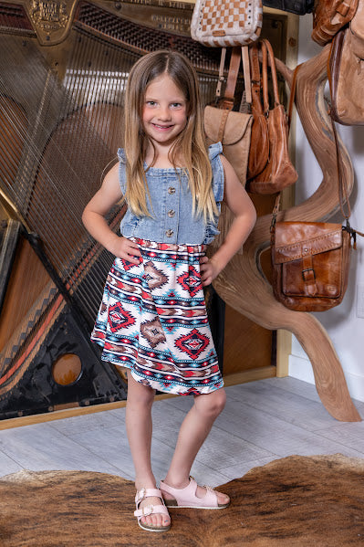 Shea Baby Denim Aztec Dress