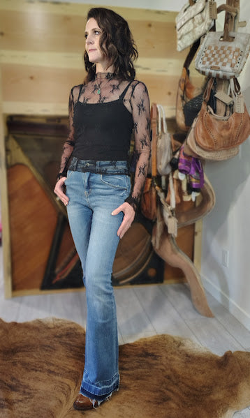 Mica Denim High Rise Undone Hem Flare