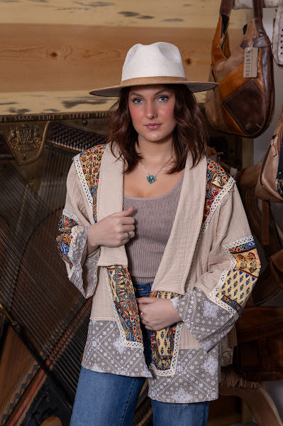 Boho Collared Open Cardigan