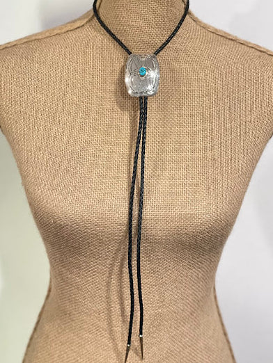 Authentic Silver and Turquoise Bolo Tie
