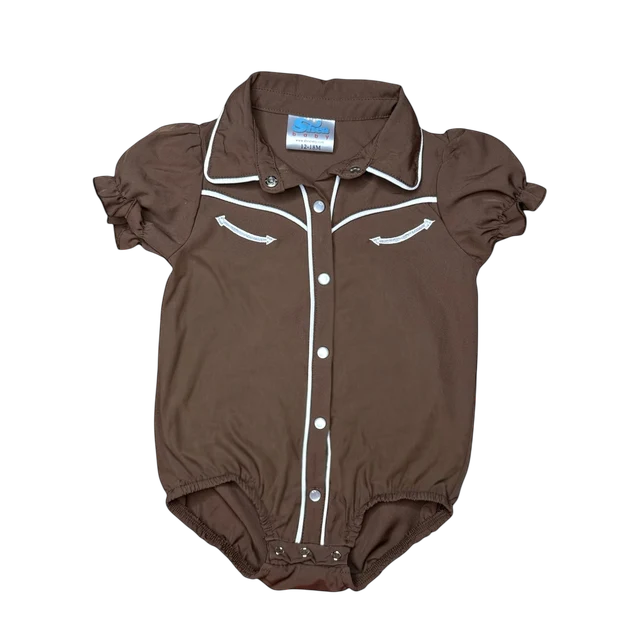 Shea Baby Brown Vintage SS Pearl Snap Onsie
