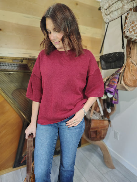 Short Sleeve Relaxed Sweater Top