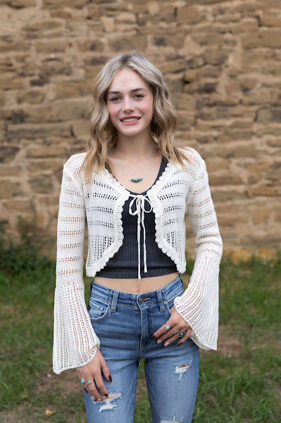 Cropped Tie Front Cardigan