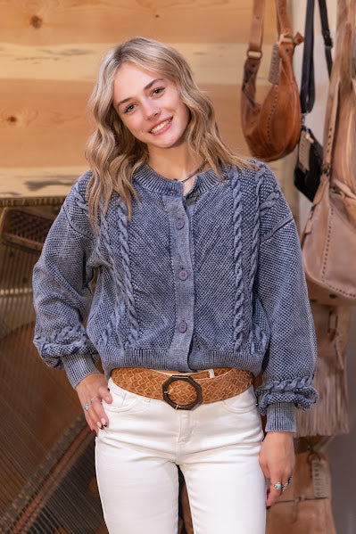 Washed Look Blue Cardigan
