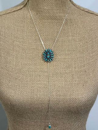 Turquoise Cluster Lariat Necklace