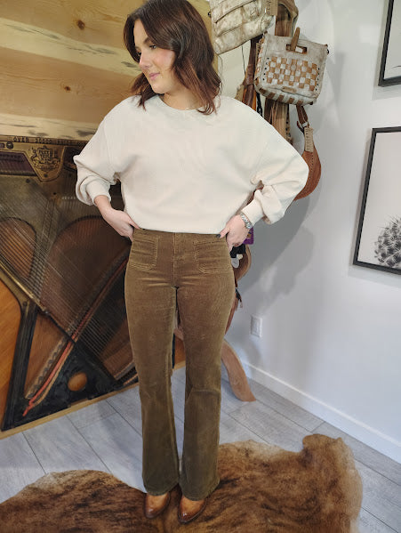 Mica Denim Patch Pocket Flare Corduroy