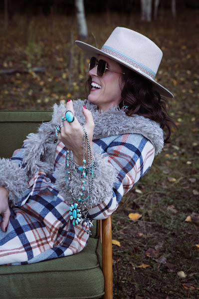 Wide Brim Wool Felt Rancher Fedora