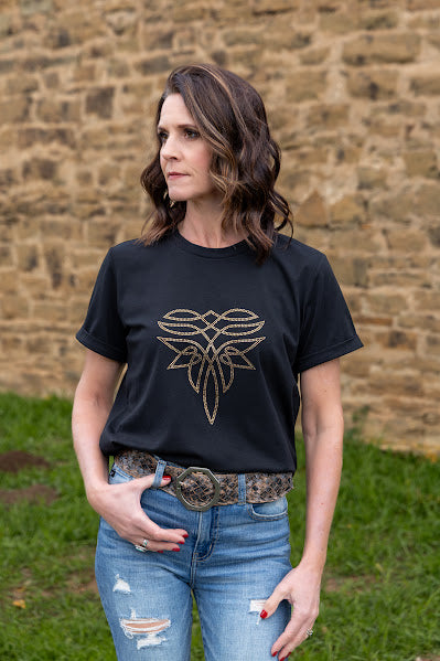 Glam Rhinestone Bootstitch Tee
