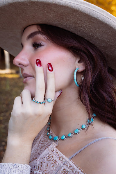 Turquoise Inlay Hoop Earrings