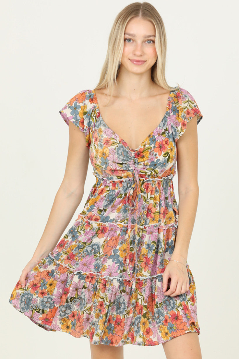 Floral Flutter Sleeve Dress