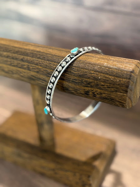 Authentic Kingman Turquoise Silver Bangle