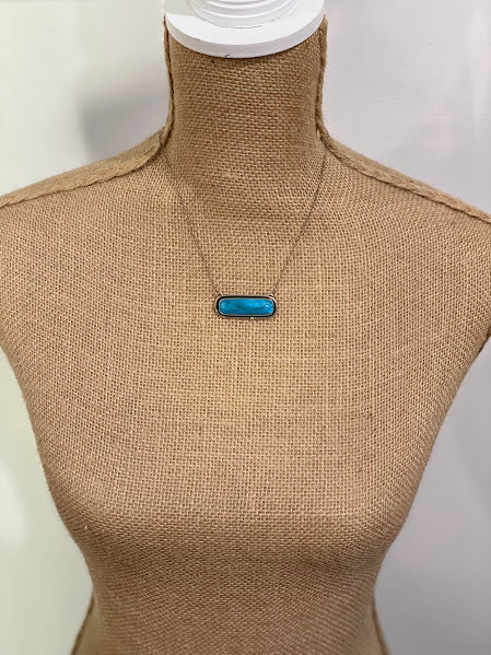 Kingman Turquoise Rectangular Pendant Necklace