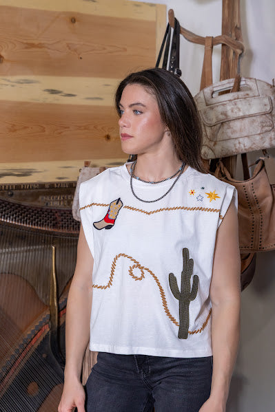 Desert Trail Embroidered Western Muscle Tee