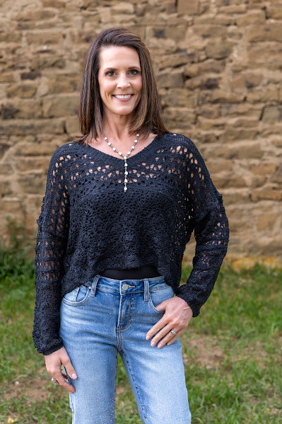 Black Open Knit Sweater