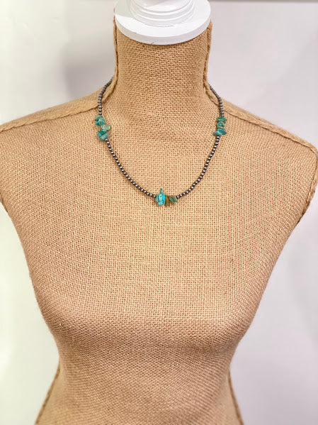 Pearl Triple Chip Turquoise Necklace