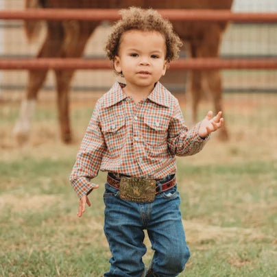 Shea Baby Red Plaid LS Pearl Snap Shirt