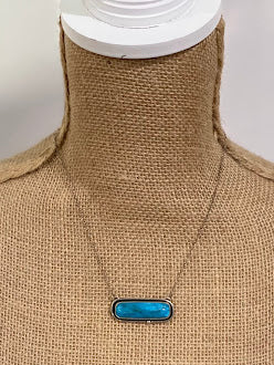 Kingman Turquoise Rectangular Pendant Necklace