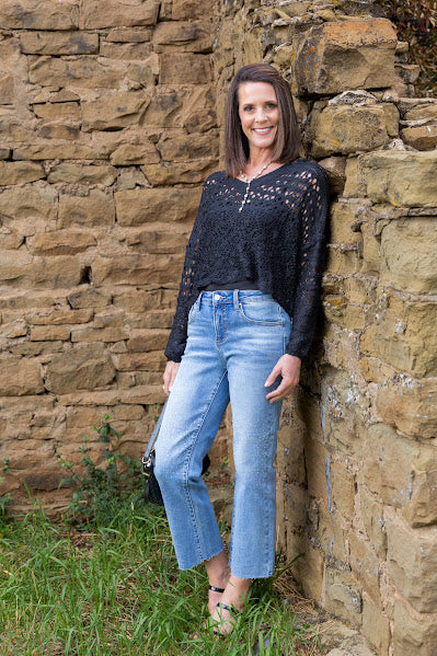 Crop Straight Rhinestone Jeans