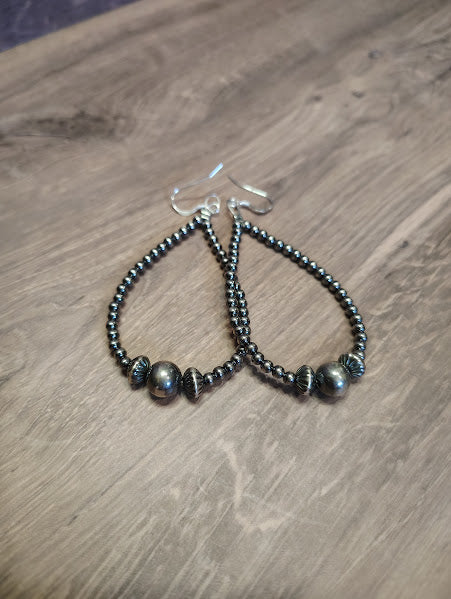 3 mm Sterling Silver Pearls earrings teardrop with 10 mm