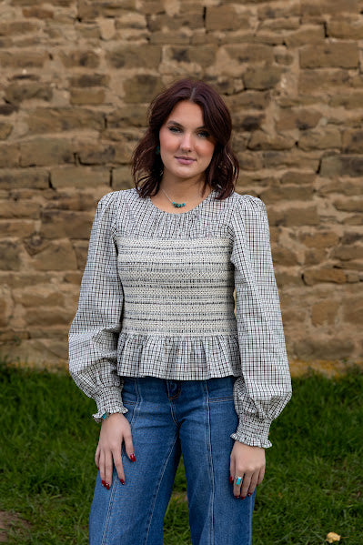 Smocked Plaid Blouse