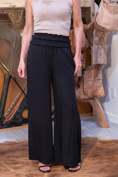Smocked Wide Leg Pants
