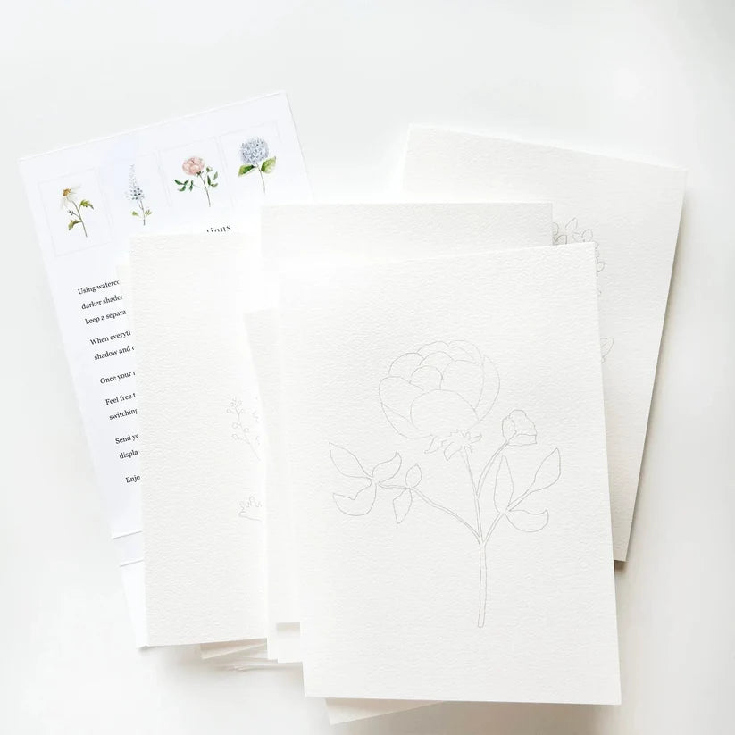 Emily Lex Paintable Watercolor Notecard Set | Garden Flowers
