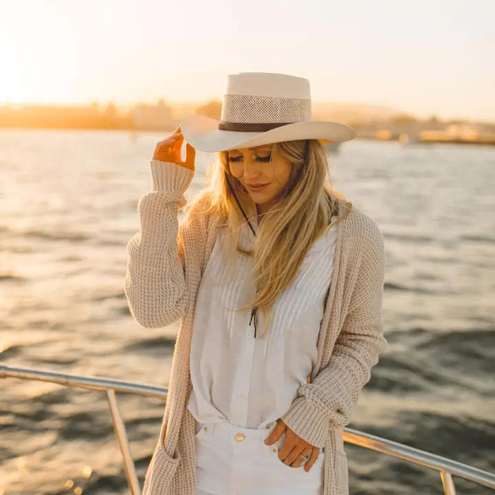 Wide Brim Straw Gambler Hat