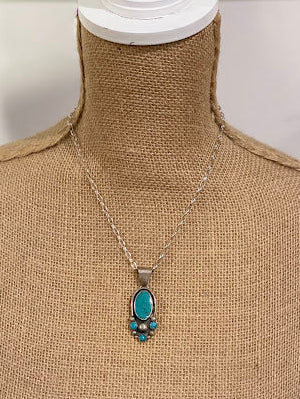 Turquoise Cluster Pendant Necklace