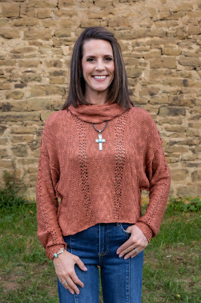 Rust Cowl Neck Sweater