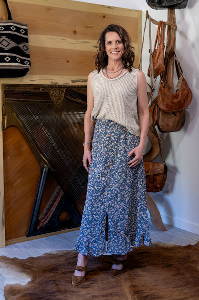 Wispy Blue Maxi Skirt